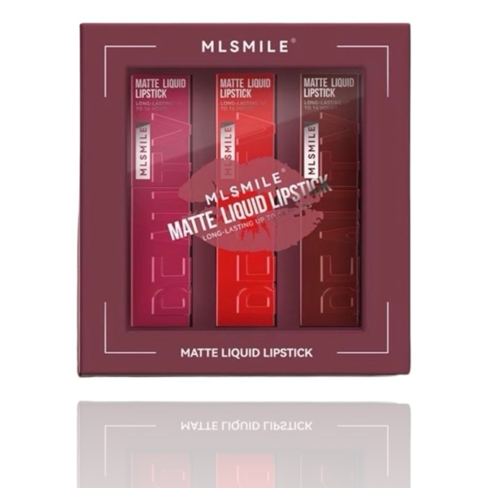 Matte Liquid Lipstick Set - Red, Pink, Brown
